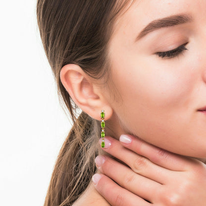 Yellow Silver Peridot Drop Earrings