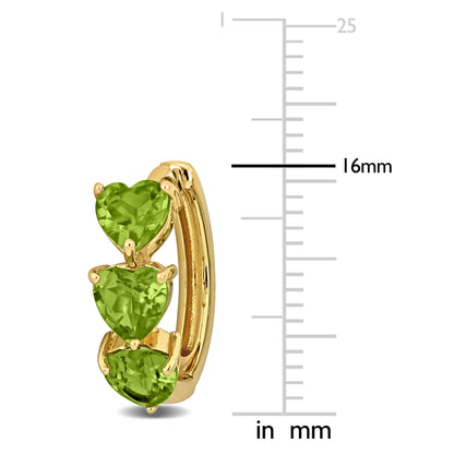 Heart Shape Peridot Hoop Earrings