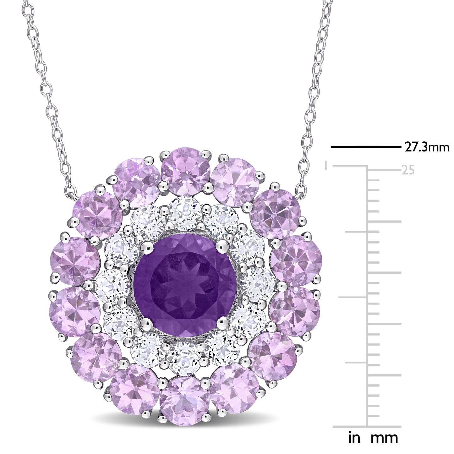 Double Halo Necklace In Amethyst-Africa Amethyst and White Topaz