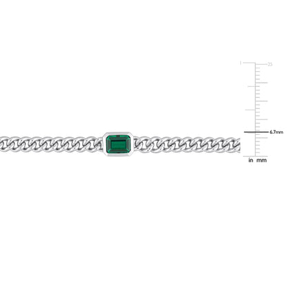 2 - Piece Created Emerald Cuban Link Necklace and Bracelet