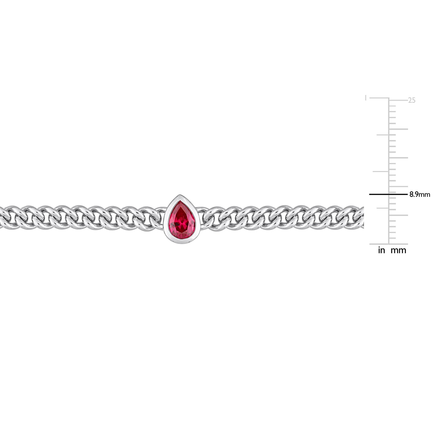 Created Ruby Solitaire Marquise Curb Chain Bracelet