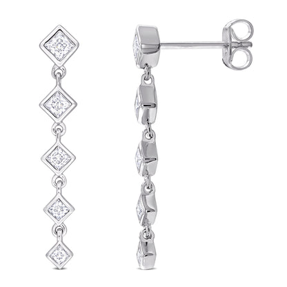 Moissanite Bezel Drop Earrings