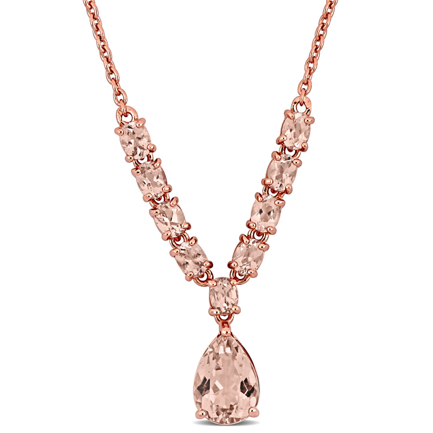 Silver Rose Morganite Necklace