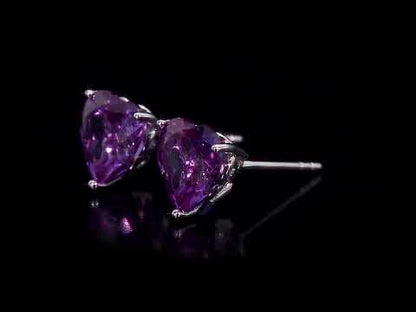 4.54 ct TGW Simulated alexandrite fashion post earrings silver