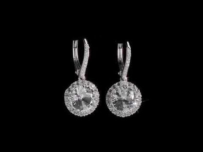 White Sapphire and Diamond Halo Earrings