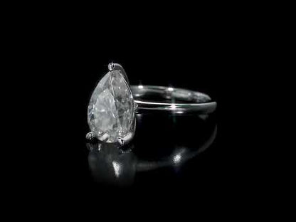 3 ct Dew Pear Shape created moissanite-white fashion ring silver