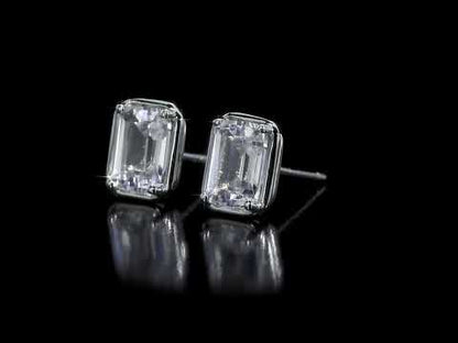 3 1/5 ct TGW Created white sapphire fashion post earrings silver