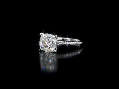 1/10 CT Diamond TW And 3 1/2 CT DEW Created Moissanite-White Fashion Ring 14k White Gold GH I1;I2