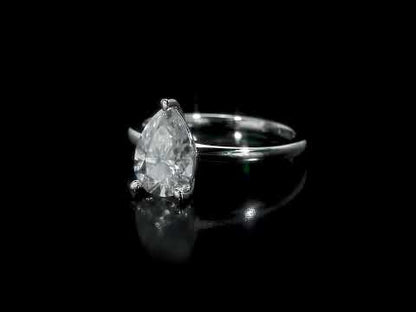 2 ct Dew Pear Shape created moissanite-white fashion ring silver