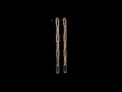 14K Yellow Gold Paperclip Link Drop Earrings With Post