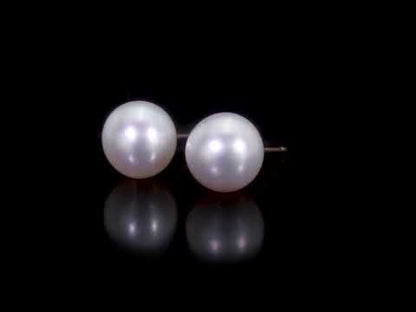 6.5-7MM ROUND FRESHWATER CULTURED WHITE PEARL EARRINGS 14K YELLOW GOLD