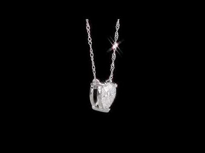 Moissanite Solitaire Heart Necklace 10k White  Gold