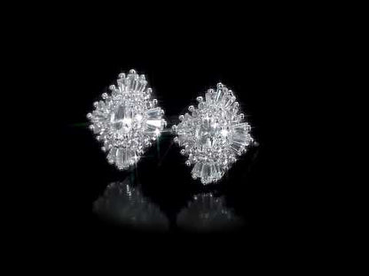 2 7/8 ct TGW Created white sapphire Starburst Silver Earring