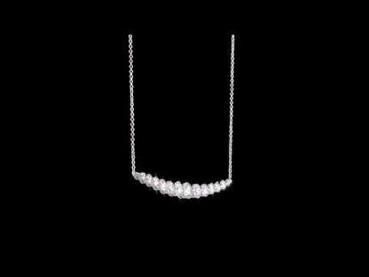 Moissanite Bar Necklace 10k White Gold