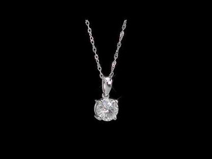 1 CT DEW Created Moissanite-White Fashion Pendant With Chain 10k White Gold