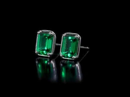 1 4/5 ct TGW Created emerald Octagon Bezel Stud