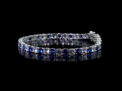 Blue and White Created Sapphire Tennis Bracelet