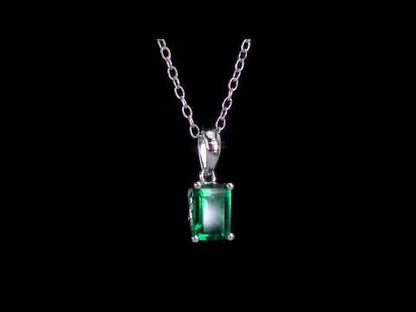 7/8 ct TGW Created emerald fashion pendant with chain silver