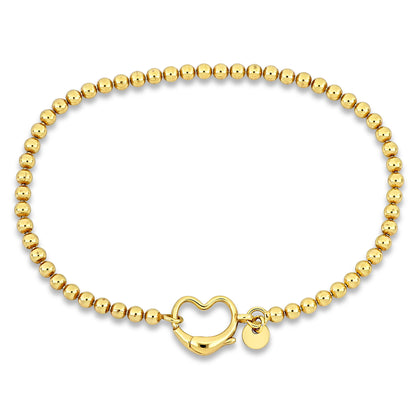 Silver Yellow Ball Link Anklet w/heart clasp 9