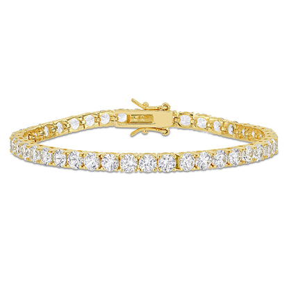 14 1/4 ct TGW Created White Sapphire Tennis Bracelet Yellow Plated