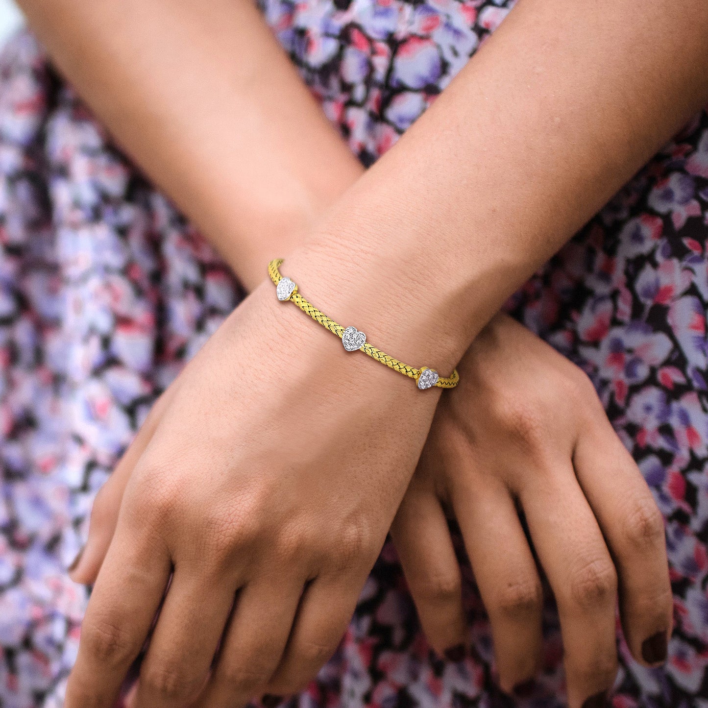 Weave Style Heart Bangle