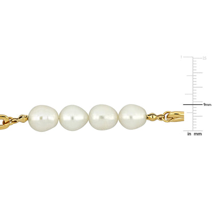 Silver Yellow 9 - 9.5 mm Freshwater Cultured Pearl Bracelet and 5-5.5mm FW drop on extention + twisted oval links w/ lobster clasp Length (inches): 7+2extender