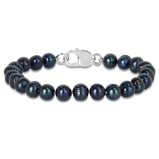 Men's 8-8.5mm Black Freshwater Pearl Bracelet