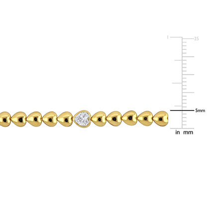 Silver Yellow 1/4 CT TGW Heart Shape Created White Sapphire Bracelet w/box clasp Length (inches): 7.5