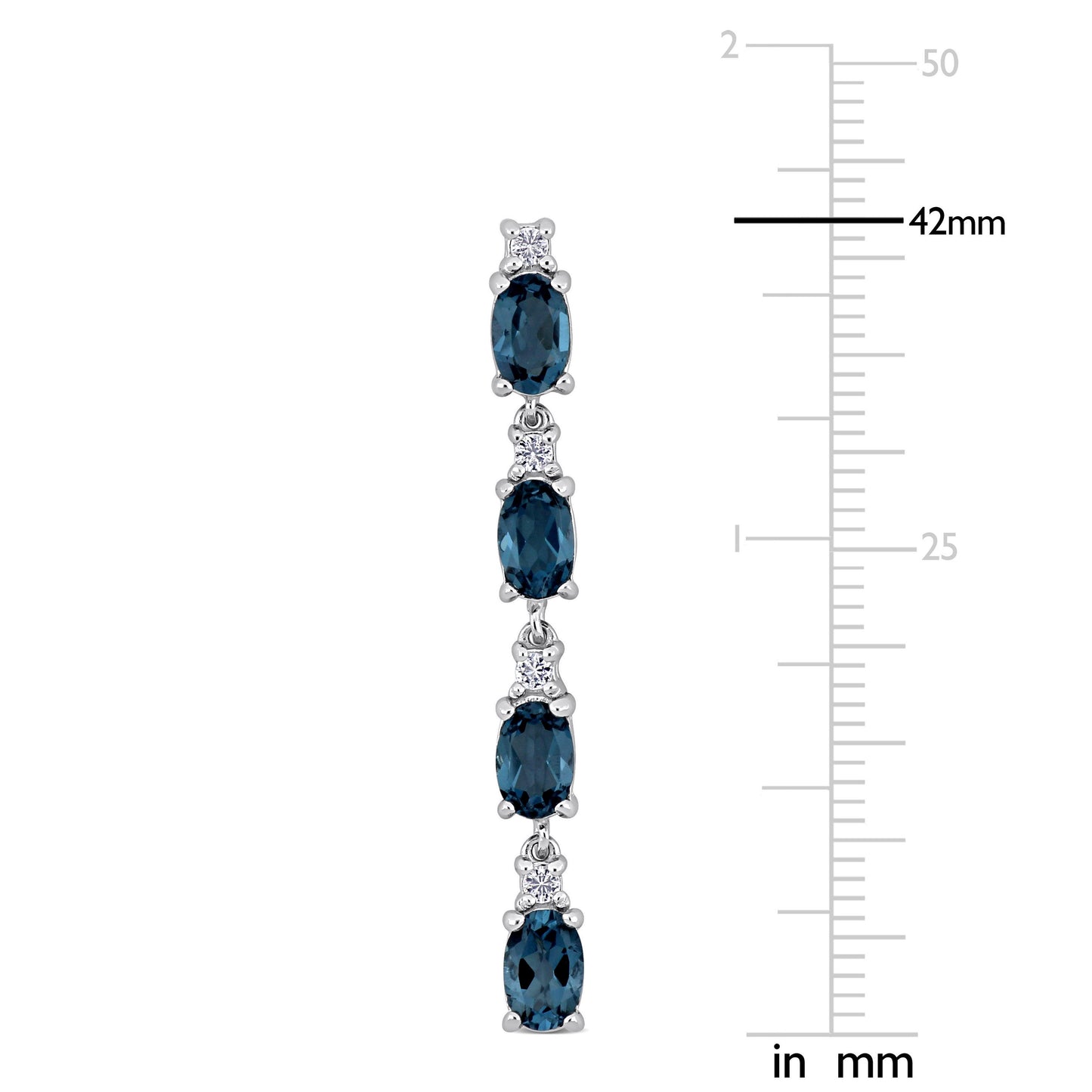 Blue Topaz & White Topaz Drop Earrings