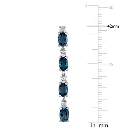 Blue Topaz & White Topaz Drop Earrings