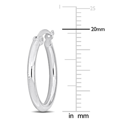 Silver white round 20MM Hoop Earrings (2MM WIDTH)