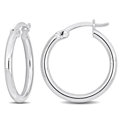 Silver white round 20MM Hoop Earrings (2MM WIDTH)
