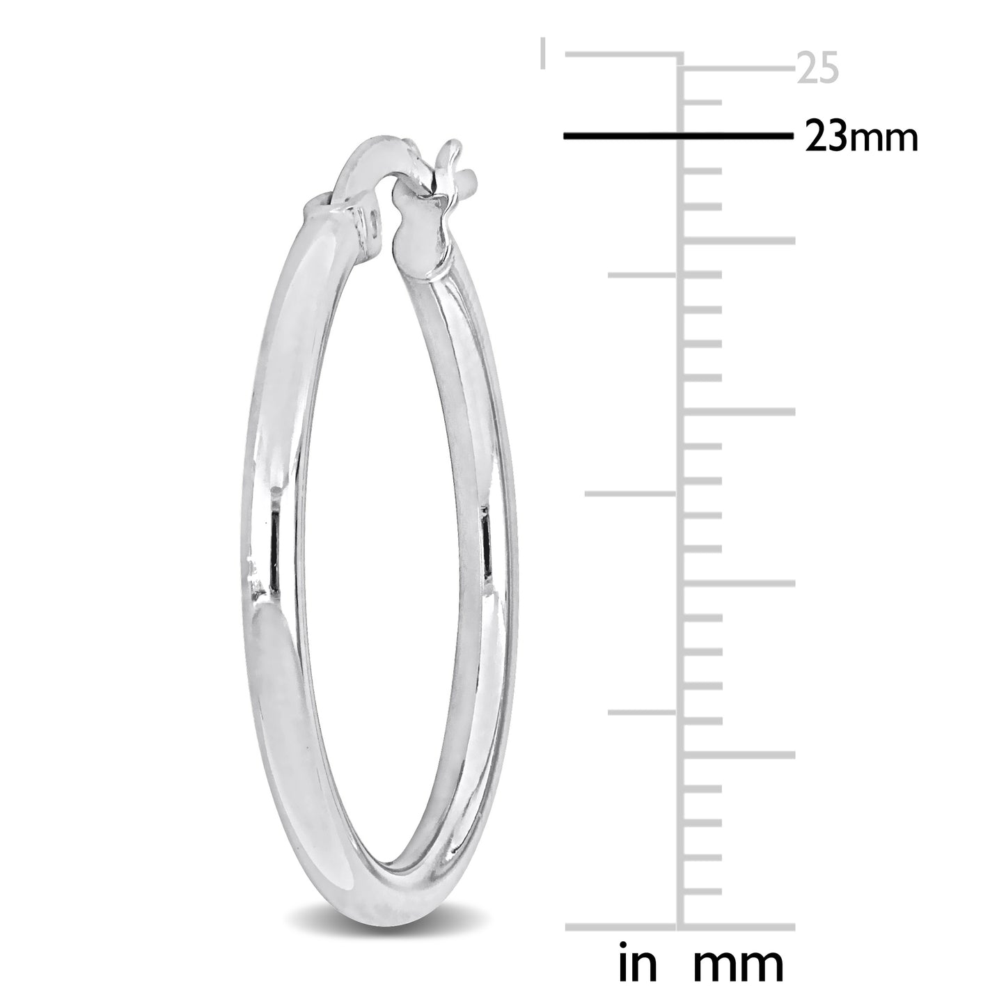 Silver white 23mm round Hoop Earrings (2MM WIDTH)