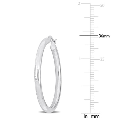 Silver white 36mm round Hoop Earrings (3MM WIDTH)