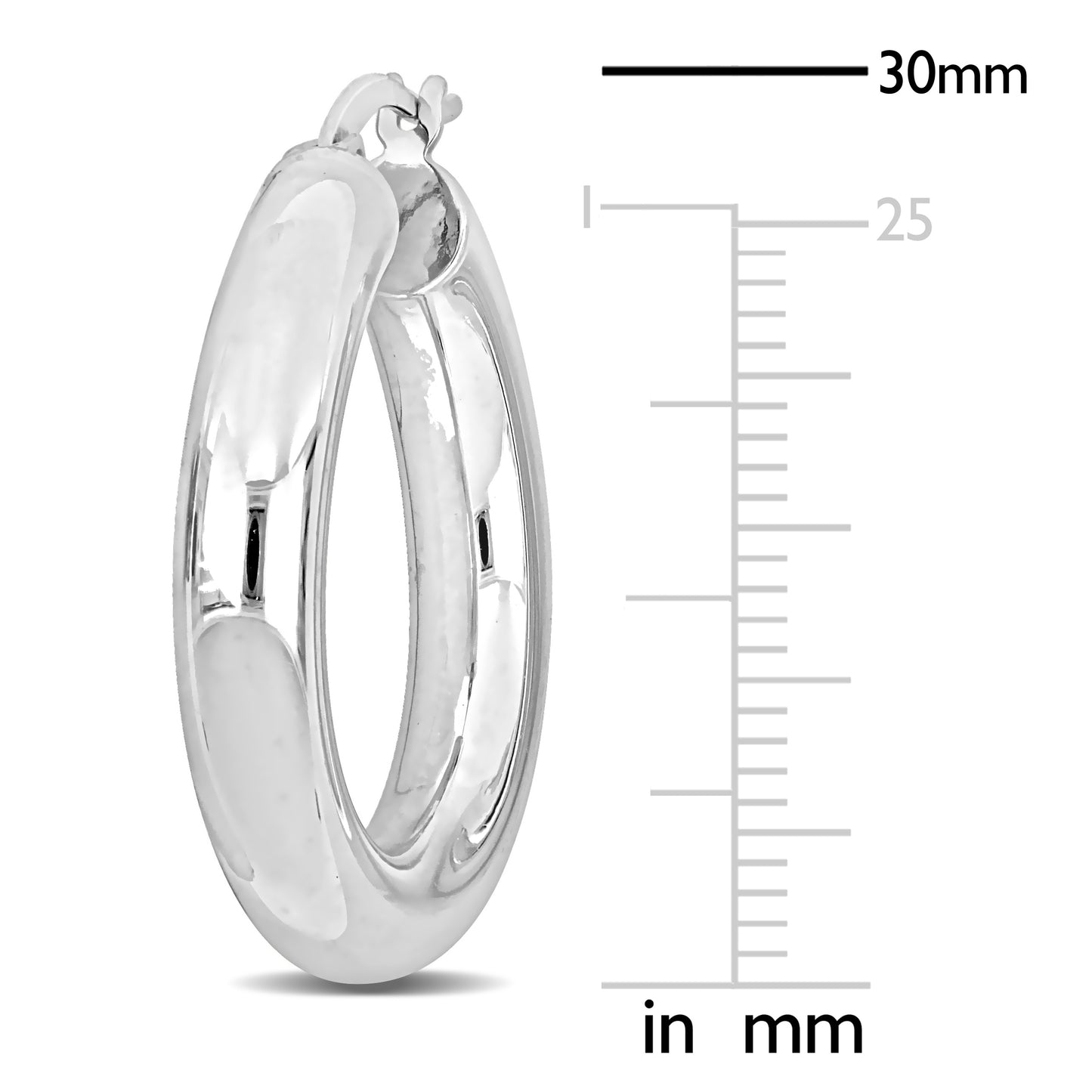 Silver white 30MM Hoop Earrings (5MM WIDTH)