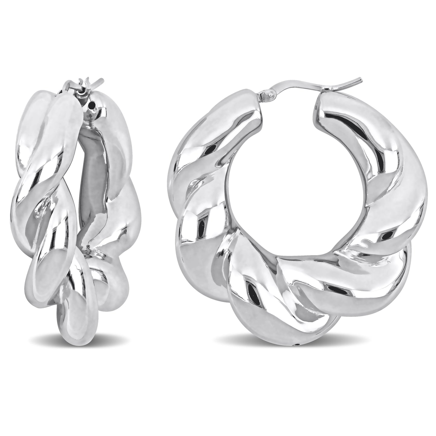 Silver White Hoop Earrings