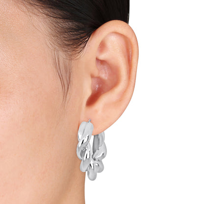 Silver White Hoop Earrings