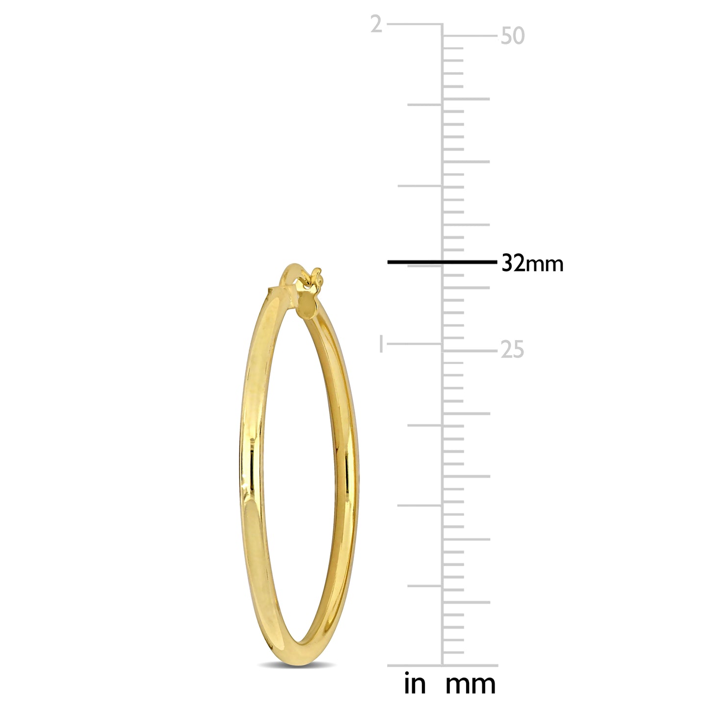 Silver Yellow 32MM round Hoop Earrings (2MM WIDTH)