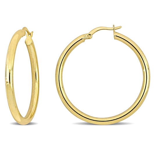 Silver Yellow 36MM round Hoop Earrings (3MM WIDTH)