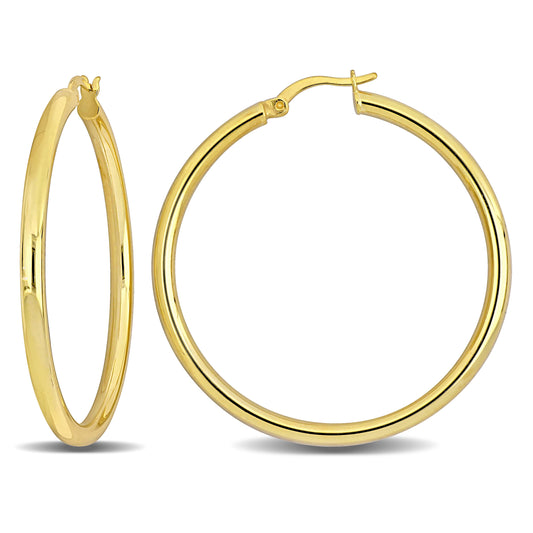 Silver Yellow 45MM round Hoop Earrings (3MM WIDTH)