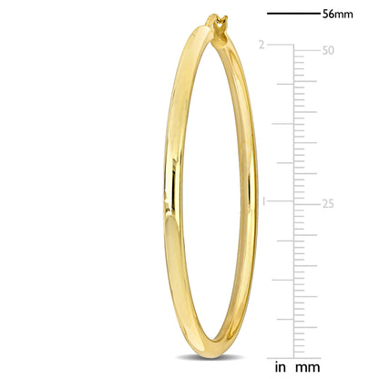 Silver Yellow 56MM round Hoop Earrings (3MM WIDTH)