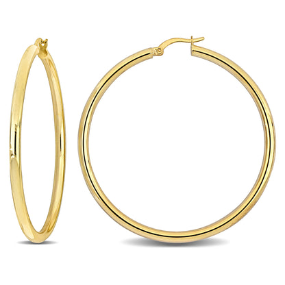 Silver Yellow 56MM round Hoop Earrings (3MM WIDTH)