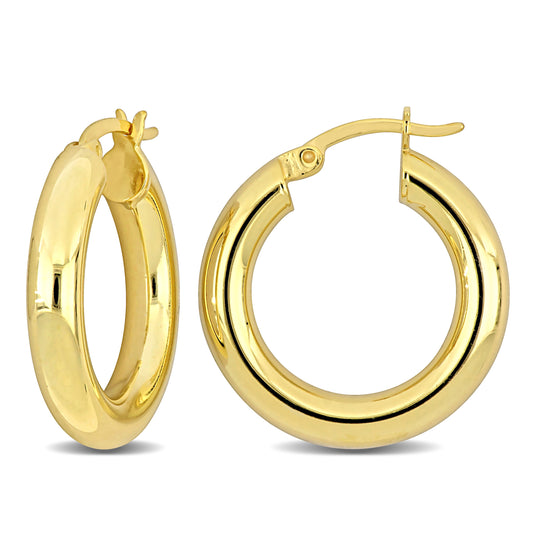 Silver Yellow 23MM round Hoop Earrings (4MM WIDTH)