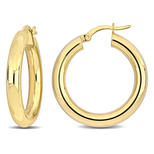 Silver Yellow 28MM round Hoop Earrings (4MM WIDTH)