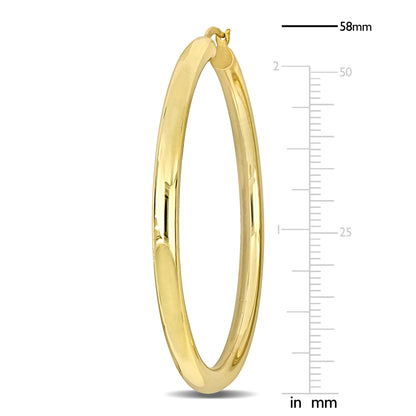 Silver Yellow 58MM round Hoop Earrings (4MM WIDTH)