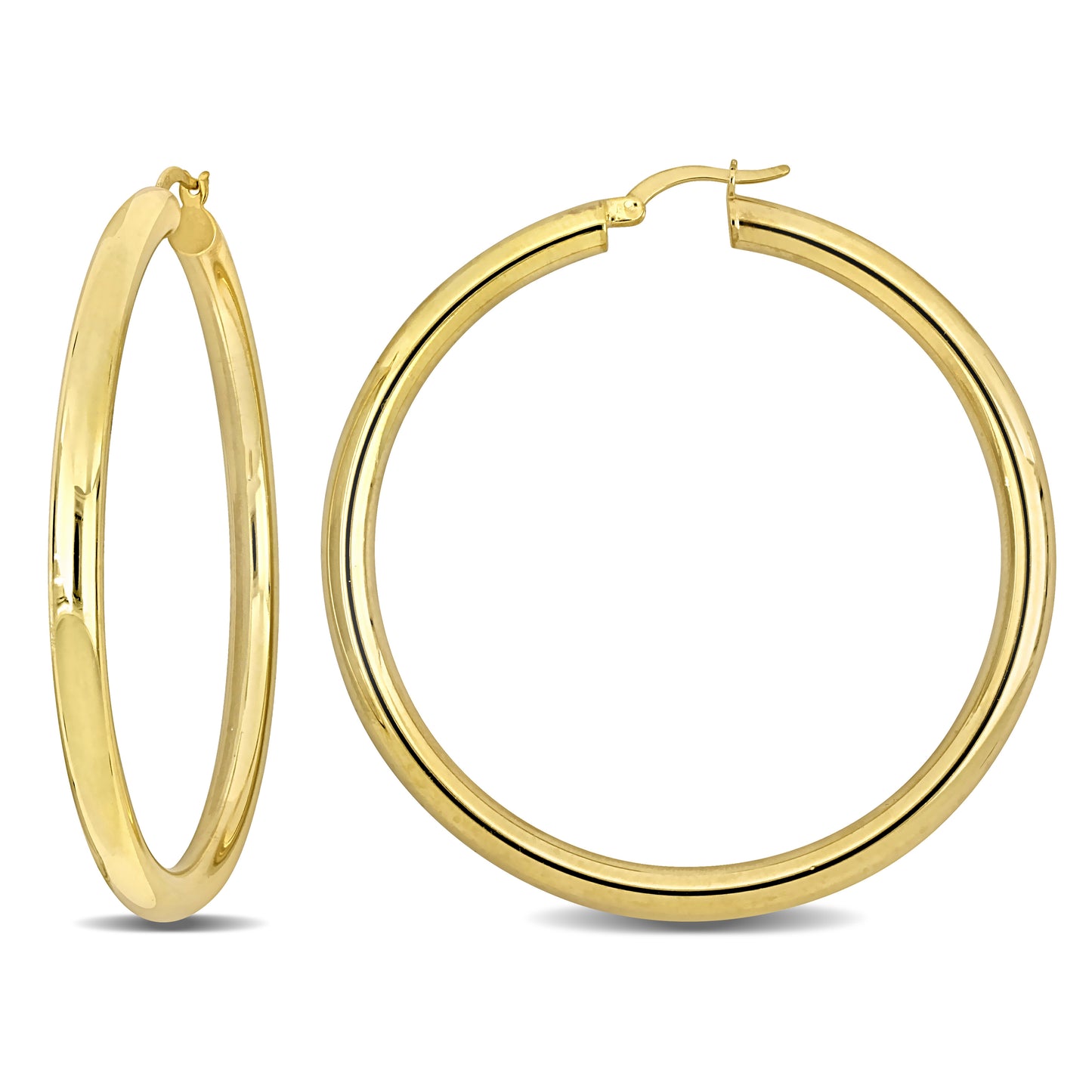 Silver Yellow 58MM round Hoop Earrings (4MM WIDTH)