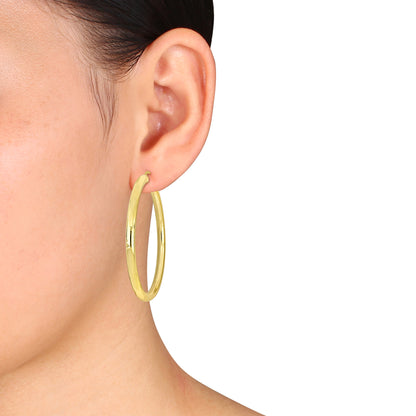 Silver Yellow 58MM round Hoop Earrings (4MM WIDTH)