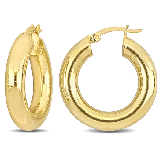 Silver Yellow 25MM round Hoop Earrings (5MM WIDTH)