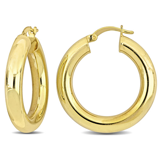 Silver yellow 30MM round Hoop Earrings (5MM WIDTH)