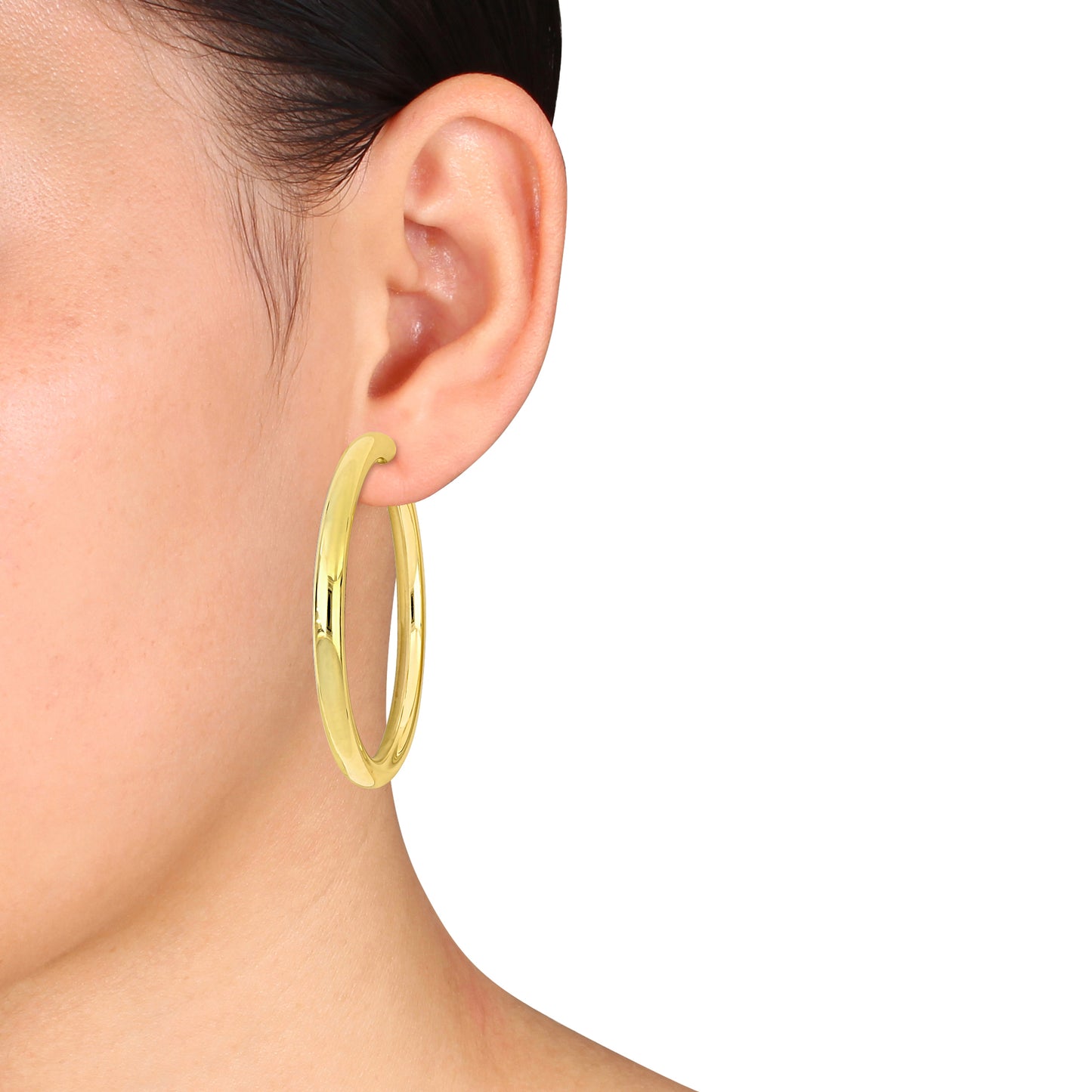 Silver Yellow 60MM round Hoop Earrings (5MM WIDTH)